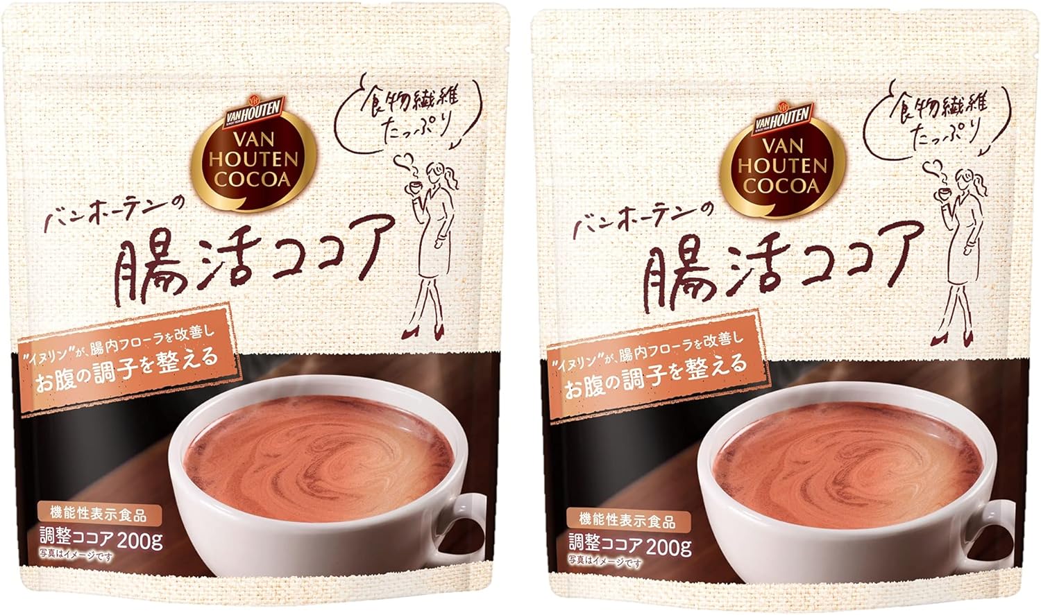 【訳あり】【機能性表示食品】バンホーテン グラウンド バンホーテンの腸活ココア200g×2個のサムネイル