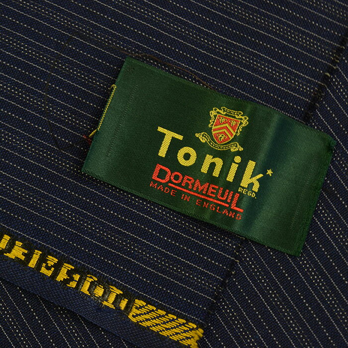 Dormeuil ドーメル Tonik トニック スーツ 生地 夏用生地 仕立て用生地 ネイビー系 紺系 ストライプ柄 【2.8m】 NO.79 773