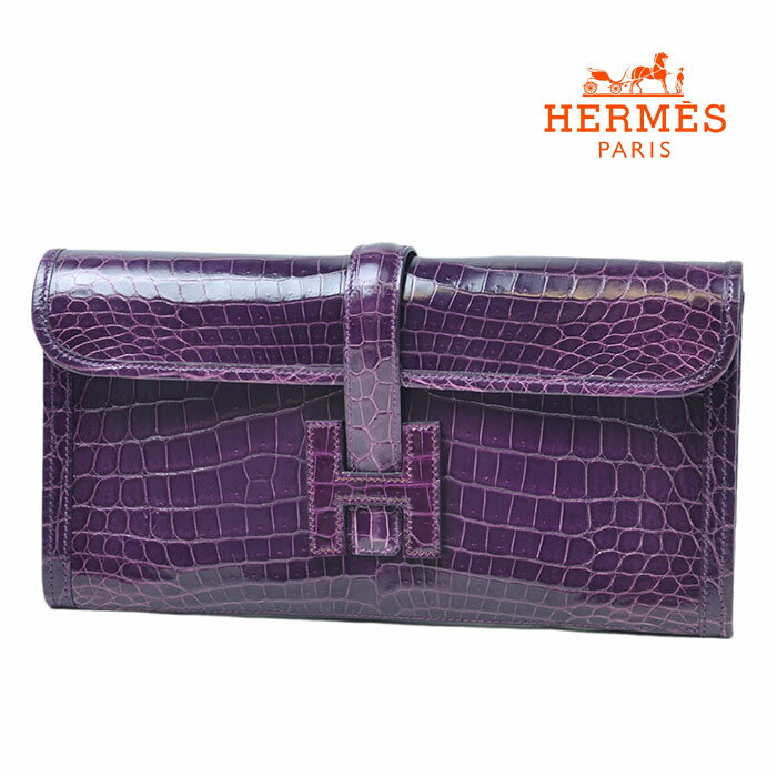 HERMES エルメス ジジェ エラン 29 クロコダイル ニロティカス パープル系 T刻印(2015年製造)【中古】a-2012