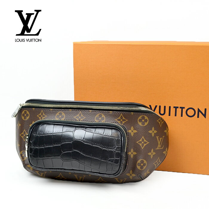 LOUIS VUITTON ルイヴィトン バムバッグ N96217 モノグラム クロコ ブラック ショルダーバッグ【中古】a-2012