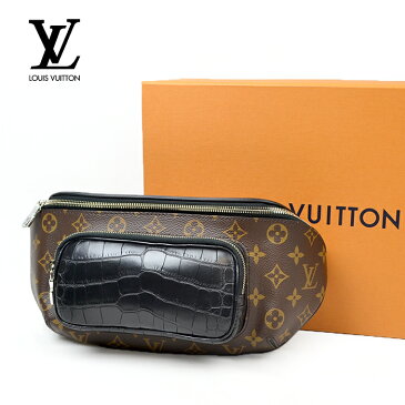 LOUIS VUITTON ルイヴィトン バムバッグ N96217 モノグラム クロコ ブラック ショルダーバッグ【中古】a-2012