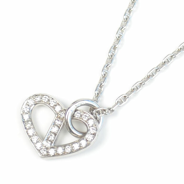 HERMES エルメス シェーヌダンクル ハート ダイヤモンド ネックレス K18WG ホワイトゴールド 【中古】b-2005のサムネイル