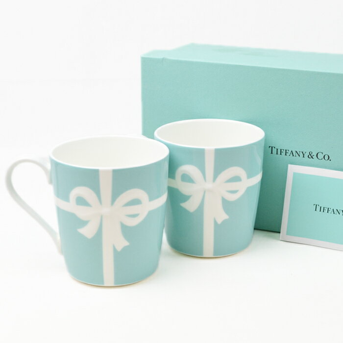 Tiffany Co. ティファニー ブルーボックス マグカップ ペア セット ボックス ギフト プレゼント 2個セット 洋食器 陶器 【中古】a-2402