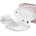 美品 HANAE MORI ハナエモリ 食器 セット ペアトリオセット カップ&ソーサー&プレート 【中古】a-2502