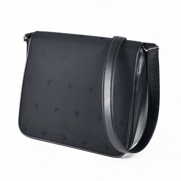 BURBERRY バーバリー シャドーホース ショルダーバッグ ナイロン レザー 黒 ブラック レディース【中古】 a-2510
