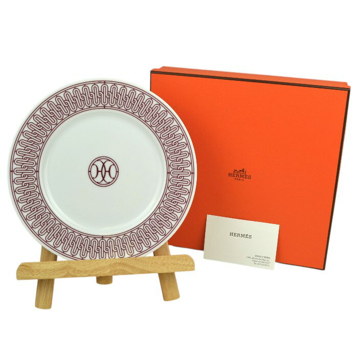 Rakuten - HERMES エルメス Hデコ ルージュ デザートプレート 22.5cm 箱付き 食器 アッシュデコ レッド【中古】a-2605
