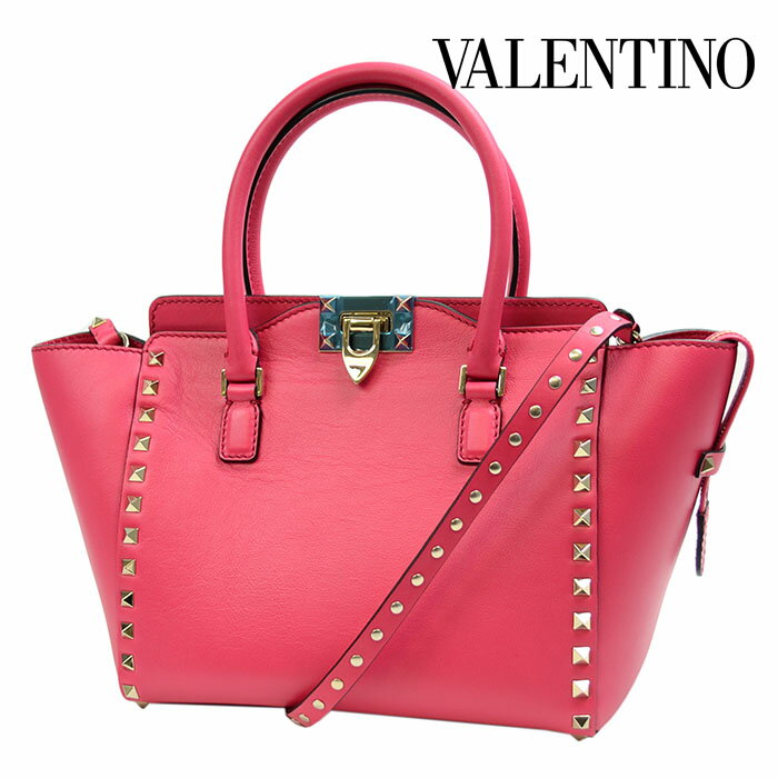 【楽天市場】VALENTINO ヴァレンティノ ロックスタッズ スモール ダブル NW2B0540 ハンドバッグ フューシャピンク レザー