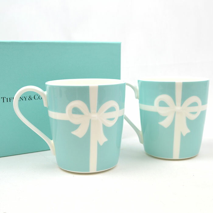 Tiffany Co. ティファニー ブルーボックス マグカップ ペア セット ボックス ギフト プレゼント 2個セット 洋食器 陶器 【中古】a-2104