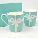 Tiffany Co. ティファニー ブルーボックス マグカップ ペア セット ボックス ギフト プレゼント 2個セット 洋食器 陶器 【中古】 a-2104