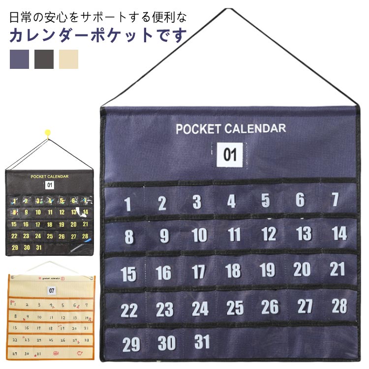 ウォールポケット お薬カレンダー カレンダーポケット 薬入れポケット 1ヶ月 壁掛けポケット 半透明ポ..