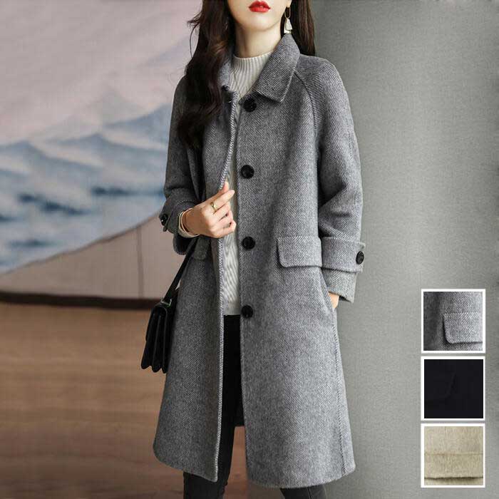 コート レディース 春 秋 冬 ジャケット ステンカラーコート アウター きれいめ カジュアル 大人 可愛い ミドル丈 ミドルコート シンプル ベージュ グレー ブラック 黒 20代 30代 40代 50代 S M L