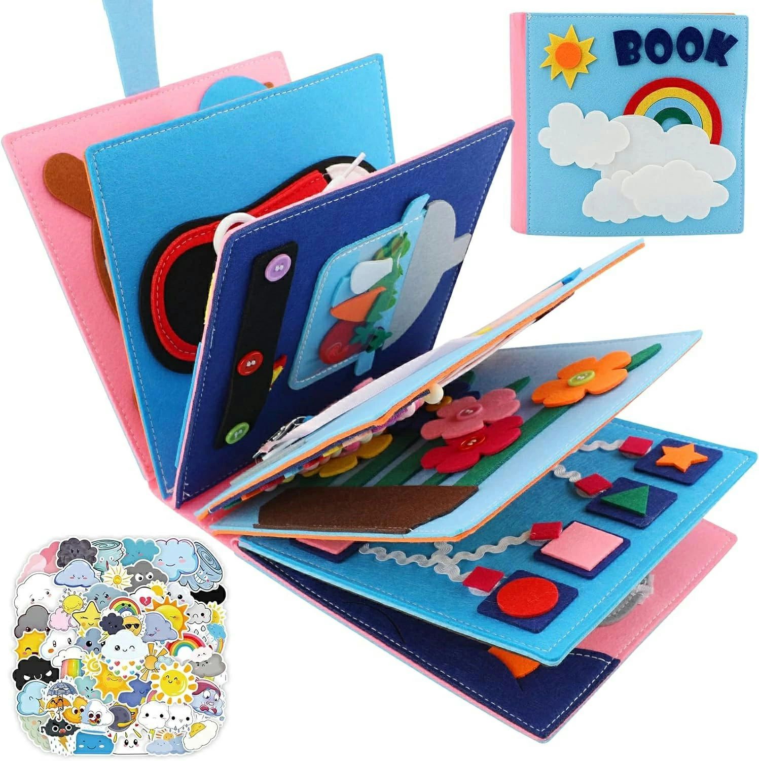 【3点15%offクーポン配布中! モンテッソーリおもちゃ 布絵本 布のおもちゃ 忙しいボード 幼児忙しいブック 1歳 2歳 3歳 4歳 5歳用 男の子 女の子...