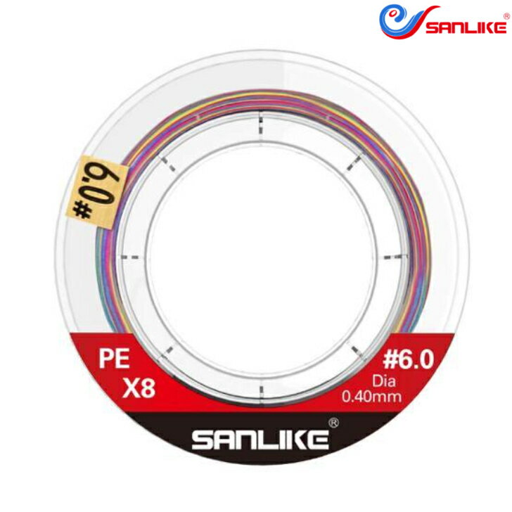 サンライク（SANLIKE）釣りライン X8 300M PEライン 釣り糸 マルチカラー 8編 高強度 高感度 特殊コーティング 6号【6.0号/0.4mm/65LB/29.4kg】swl_03_pe-x8_60