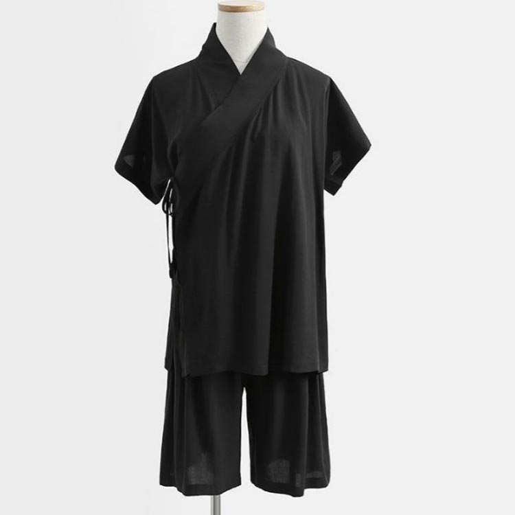 恒信楽天市場店の上下セット 襦袢 Tシャツ ハーフパンツ セットアップ 半襦袢 着物 簡単 衿付き きもの レディース メンズ インナー 半袖 簡単 速乾 快適 女性 下着 肌着 白 黒 初心者 着物 下着 肌着 和装 浴衣 着物小物 半衿付き襦袢｜アングル3