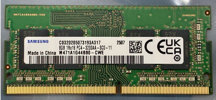 新品バルク サムスン 8GB DDR4 3200MHz SO-DIMM (PC4-3200AA-SC0-11) ノートパソコンや小型PC向けDDR4メモリー
