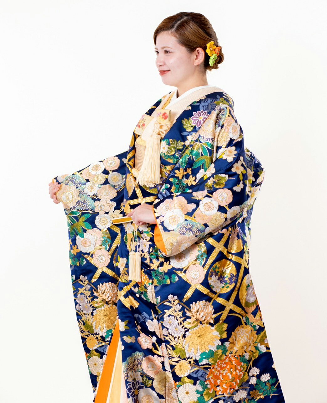 色打掛 レンタル 打掛 iro057 ネイビー 紺 ゴールド 金 フルセット 和装 和婚 前撮り 花嫁衣装 花嫁衣装セット 婚礼衣装 婚礼 ウェディング 高級 貸衣装 衣装レンタル 送料無料 前撮り 写真撮り 神社婚 お色直し 【紺地天格翔】
