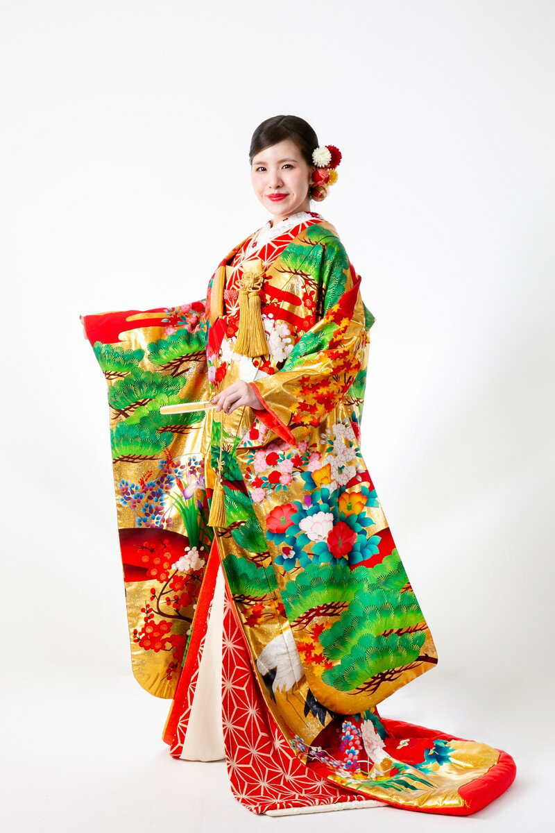 色打掛 レンタル 打掛 結婚式 結婚 ゴールド 緑 赤 フルセット 和装 和婚 前撮り 花嫁衣装 花嫁衣装セ..