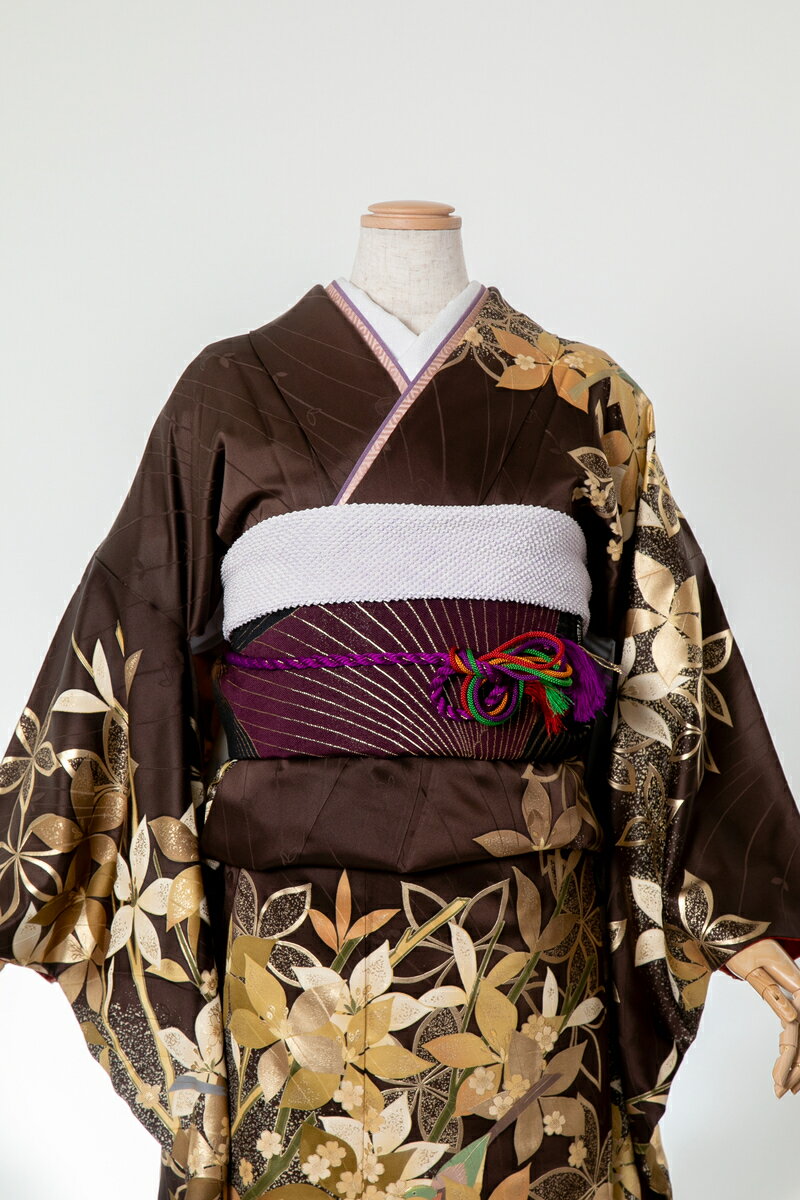 振袖 レンタル furi004 金茶に鶯 金 ゴールド 茶色 ブラウン 振り袖 ふりそで furisode 振袖セット フルセット 往復送料無料 結婚式 披露宴 卒業式 結納 和服 着物 kimono 貸衣装 お呼ばれ パーティ 【2月〜11月レンタル】