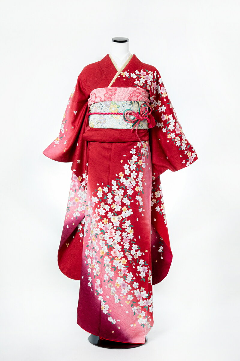 振袖 レンタル 成人式 sfuri018 赤地桜満開 赤 レッド ピンク 白 ホワイト 振り袖 ふりそで furisode 振袖セット フルセット 往復送料無料 結婚式 披露宴 卒業式 結納 和服 着物 kimono 貸衣装
