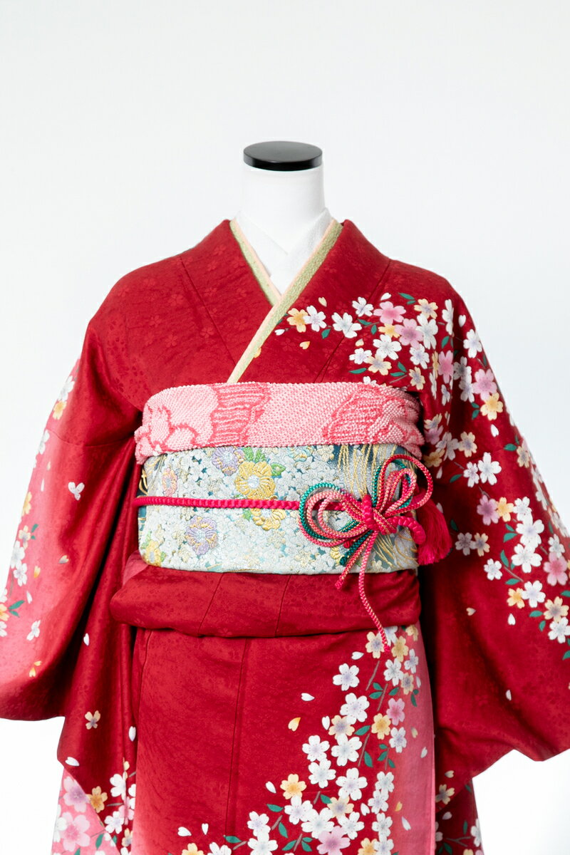 振袖 レンタル 成人式 sfuri018 赤地桜満開 赤 レッド ピンク 白 ホワイト 振り袖 ふりそで furisode 振袖セット フルセット 往復送料無料 結婚式 披露宴 卒業式 結納 和服 着物 kimono 貸衣装
