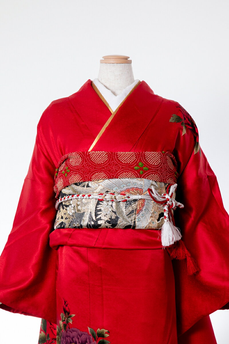 振袖 レンタル furi034 赤地薔薇に菖蒲 赤 レッド 黒 ブラック 振り袖 ふりそで furisode 振袖セット フルセット 往復送料無料 結婚式 披露宴 卒業式 結納 和服 着物 kimono 貸衣装 お呼ばれ パーティ 【2月〜11月レンタル】