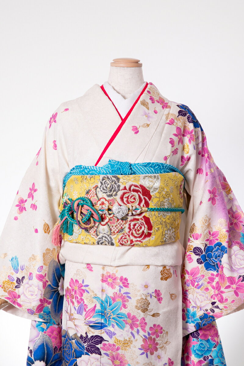 振袖 レンタル furi047 白地ブルー薔薇 白 ホワイト ピンク 青 ブルー 振り袖 ふりそで furisode 振袖セット フルセット 往復送料無料 結婚式 披露宴 卒業式 結納 和服 着物 kimono 貸衣装 お呼ばれ パーティ 【2月〜11月レンタル】