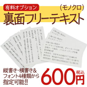 【名刺製品オプション】裏面フリーテキスト印刷（モノクロ）※100枚ごとの価格です