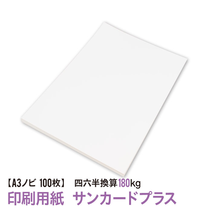 ★用紙はあのサンカードプラス 送料無料★A3ノビ 印刷用紙 サンカードプラス 100枚（四六判換算180kg）