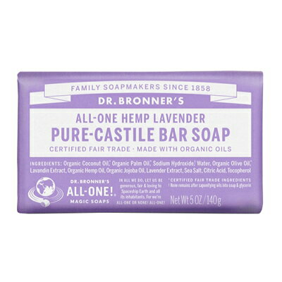【予告5/25(木)ポイント10倍発生】【最大2000円OFFクーポン】ドクターブロナー Dr.Bronner's マジックソープ バー ラベンダー 140g 【あす楽】【割引クーポンあり】のサムネイル