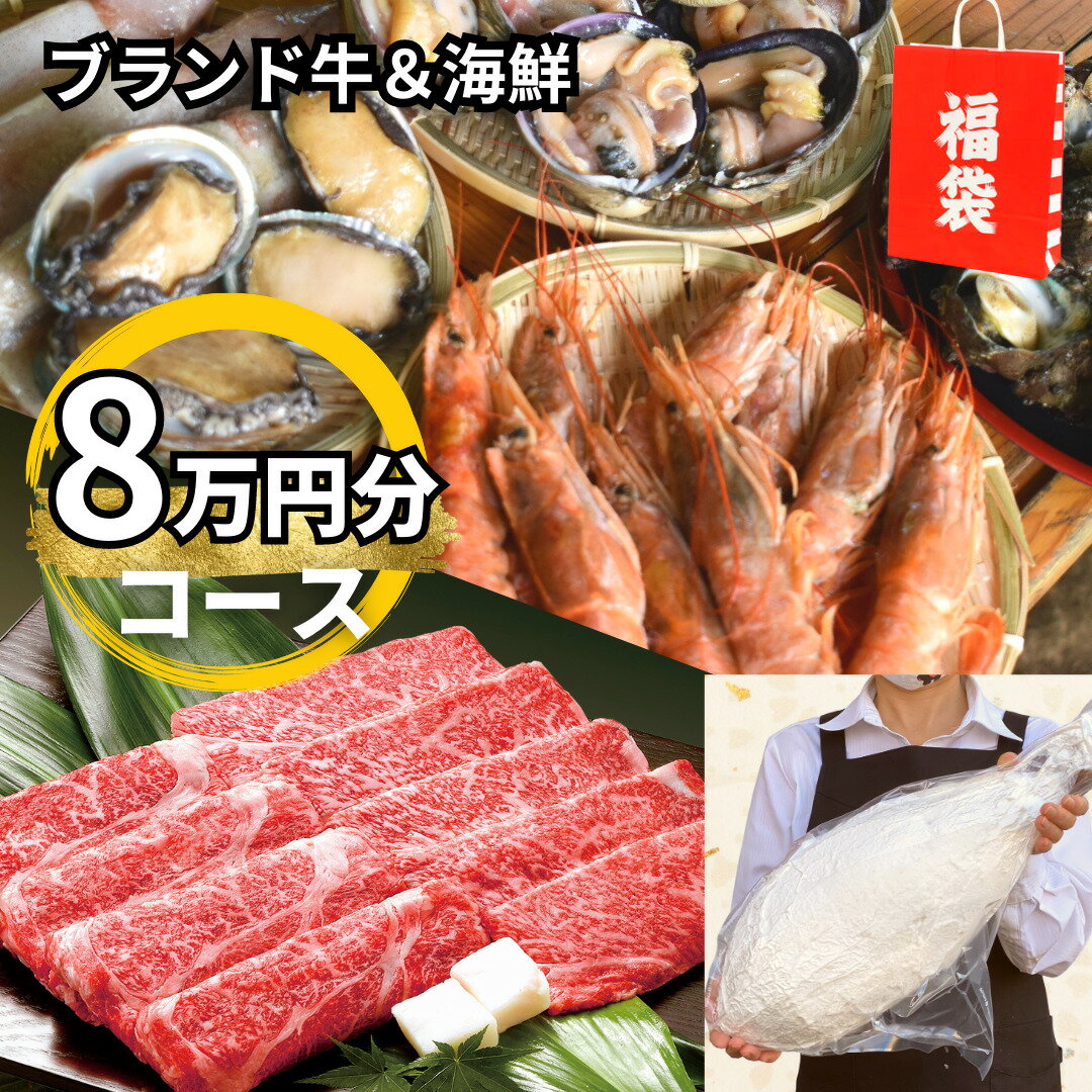 高級海鮮＆ブランド牛肉セット8万円分コース【送料無料】詰め合わせ80000円分 贈り物 プレゼント 内祝い お礼 熨斗対応 すき焼き肉 冷凍食品 焼肉 鍋 しゃぶしゃぶ用 赤身霜降り お取り寄せグルメ お誕生日 お祝い 合格祝い 入学祝い 退職祝い お花見