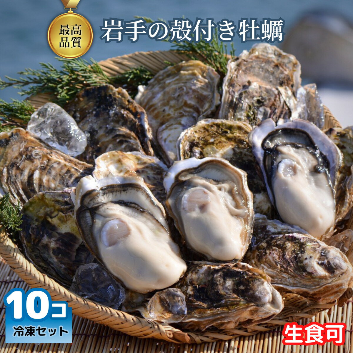 超特大！殻付き牡蠣(カキ)10コセット（約3kg・生直可・CAS冷凍・国産・岩手県産）超大粒 生食用 海鮮 バーベキュー 浜焼き ギフト プレゼント 高級 3キロ 送料無料 贈り物 生食用 退職祝い 合格祝い 入学祝い お誕生日 お祝い お花見 BBQ 熨斗対応