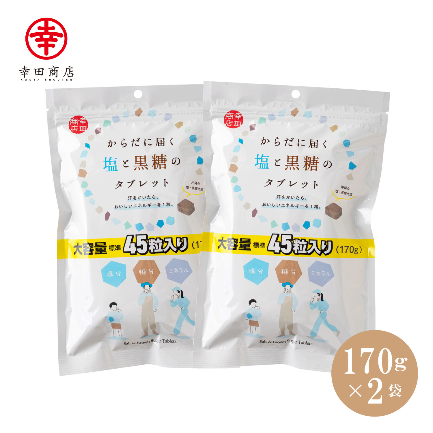 [塩と黒糖タブレット 170g×2袋] 幸田商店 黒糖 塩 タブレット 塩分 糖分 さとうきび ミネラル 沖縄 スポーツ 運動 塩分補給...
