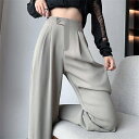 タックワイドパンツ レディース ボトムス 春 夏 イージーパンツ ワイドパンツ マジックテープ タック スラックス 美シルエット オリジナル タックパンツ ハイウエスト ロング丈 きれいめ 通勤 オフィス カジュアル 体型カバー 送料無料(4)