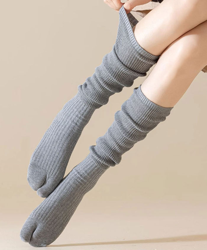 【2足セット】靴下 足袋ソックス ハイソックス レディース 2本指 着圧 ソックス 日中 ひざ下 膝下 足袋ソックス 綿混 足袋靴下 無地 おしゃれ かわいい ゆるゆる タビソックス 外反母趾 二本指 婦人 女性 飛行機 産後 夜用 就寝 立ち仕事 ゴルフ