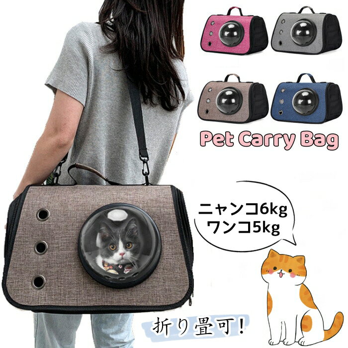 キャリーバッグ ペットキャリーバッグ 2Way 猫 犬 ペット 折りたたみ 軽量 斜め掛け おしゃれ かわいい 通気 宇宙船 ポストンバッグ ペットバッグ メッシュ 手提げ 猫犬兼用 小型犬 旅行 お出かけ 散歩 お散歩 おさんぽ 通院に 病院 犬用キャリーバック 可愛いのサムネイル
