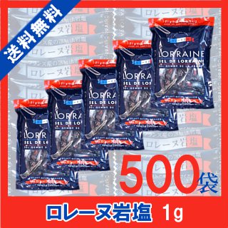 ロレーヌ岩塩　1g×500袋 宅配便 送料無料 小袋 使い切り 調味料 フランス産 付け塩 ソルト 塩 調味料 肉料理 ステーキ とんかつ 唐揚げ スープ 魚介料理 BBQ こわけや