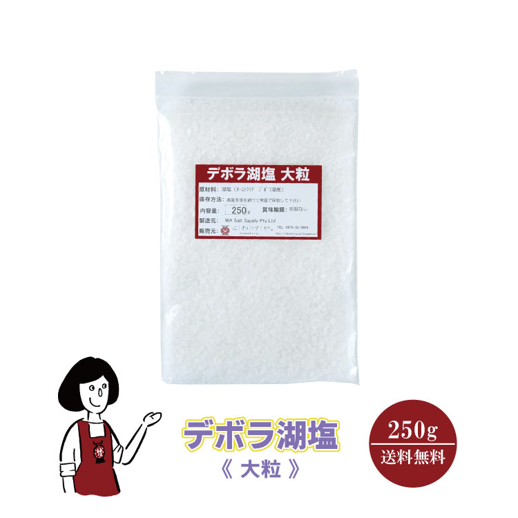 デボラ湖塩≪大粒≫250g メール便 送料無料 塩 ソルト 調味料 オーストラリア 湖塩 自然結晶塩 ミネラル 魚介料理 和食 肉料理 小分け こわけや