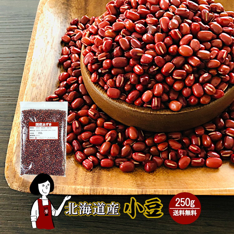 北海道産 小豆 250g〔チャック付〕／令和5年産 2023年産 メール便 送料無料 チャック付 新物 小豆 あずき 乾燥豆 こわけやのサムネイル