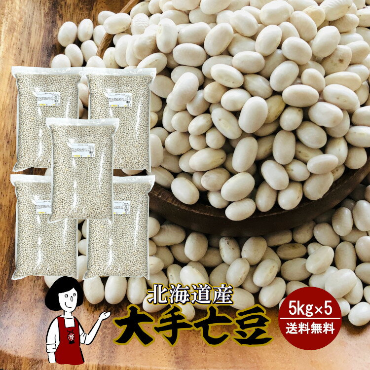 北海道産 大手亡豆　5kg×5〔チャック付〕 宅配便 送料無料 チャック付 北海道産 白いんげん豆 乾燥豆 こわけや