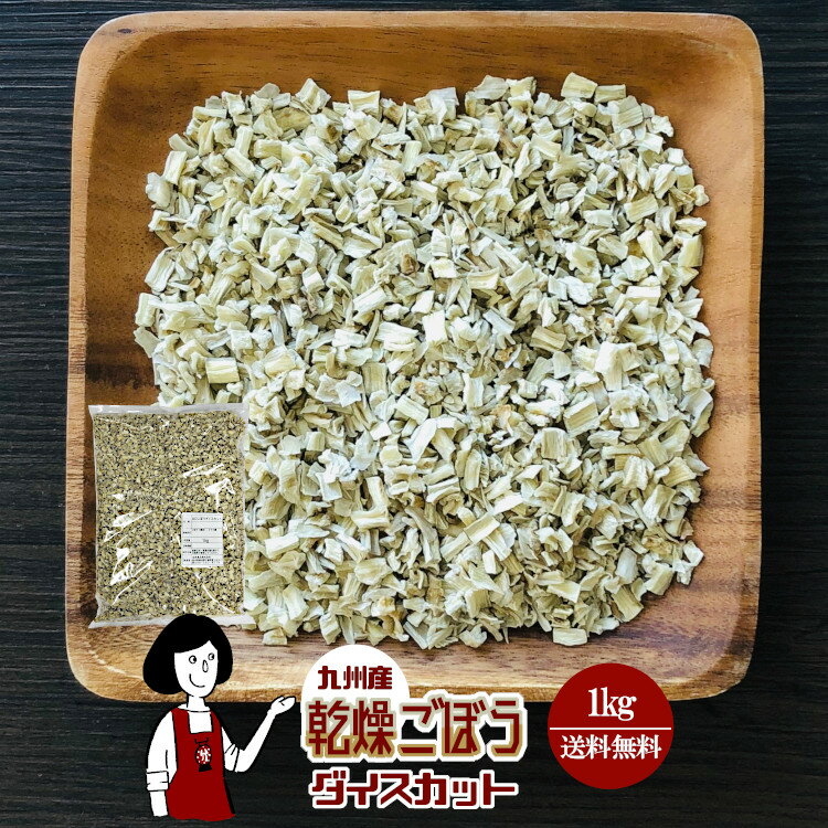乾燥ごぼう（ダイスカット）1kg／九州産 乾燥野菜 牛蒡 メール便 送料無料 チャック付 九州産 国産 ボイル済み 保存食 ドライベジ アウトドア キャンプ 時間短縮 スープ こわけや