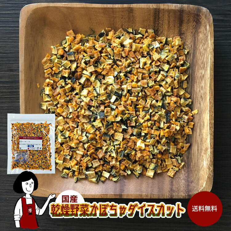 乾燥かぼちゃ（ダイスカット）〔チャック付〕／国産 乾燥野菜 南瓜 送料無料 チャック付 ボイル済み ド..