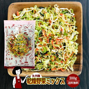 乾燥野菜ミックス 300g〔チャック付〕／九州産 乾燥野菜 きゃべつ 小松菜 大根 人参 メール便 送料無料 チャック付 九州産 ミックス 国産 ボイル済み ドライベジ アウトドア キャンプ 保存食 時間短縮 スープ こわけや