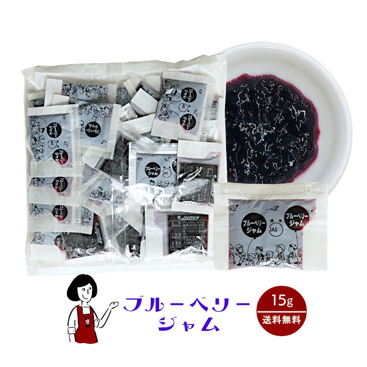 タカ食品 ブルーベリージャム 15g／送料無料 ジャム 九州 学校給食 給食用ジャム 小袋 パン スイーツ 使い切り ブルーベリー 小分け テイクアウト こわけや