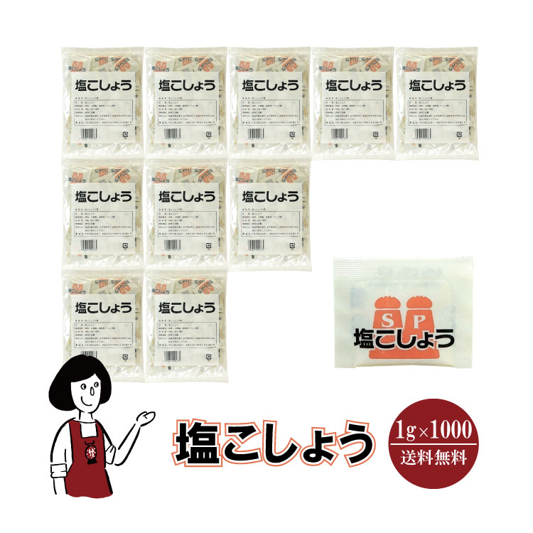 マルニ 塩こしょう　1g×1000袋　宅配便 送料無料 小袋 使いきり 調味料 塩 白こしょう 胡椒 アウトドア お弁当 イベント 洋食 肉料理 野菜料理 魚料理 BQQ 小分け テイクアウト こわけや