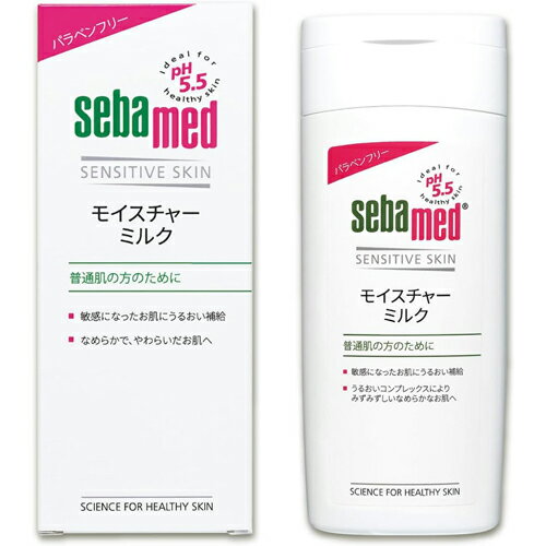 セバメド モイスチャーミルク 200ml 肌荒れなどで不安定な敏感肌をうるおいに満ちたすべすべのお肌へ！ 乳液　顔・全身用 【商品詳細】 ●理想的な肌バランス「pH5.5」（弱酸性）にあわせてつくられた保湿乳液。 ●お肌本来の保護機能をサポートし、刺激を受けにくい、うるおいに満ちたお肌に導きます。 ●お肌に水分を届ける・とどめるのダブル効果でうるおいを保持し、乾燥や肌荒れを防ぎます。 ●しっとりするのにべたつかない使用感でなめらかにのびて、全身すみずみまで、キメの整ったすべすべのお肌に整えます。 ●普通肌はもちろん、肌荒れなどで不安定な敏感肌、乾燥肌にも。 ●顔、全身にお使いいただけます。 ●気持ちもやわらぐハーバルティーの香り 【販売名】セバメド モイスチャーミルク 【ご使用方法】 ・清潔なお肌に、適量をやさしくなじませます。 【成分】 水、グリセリン、セテアリルアルコール、ソルビトール、ヘキシルデカノール、ラウリン酸ヘキシルデシル、 カミツレ花エキス、アラントイン、セテアリル硫酸Na、クエン酸、水酸化Na、酢酸Na、アスコルビン酸Na、 キサンタンガム、ジメチコン、香料、エタノール、フェノキシエタノール、安息香酸Na、ベンジルアルコール 【使用上のご注意】 ・お肌に異常が生じていないかよく注意して使用してください。 化粧品がお肌に合わないとき、即ち次のような場合には、使用を中止してください。 そのまま化粧品類の使用を続けますと、症状を悪化させることがありますので、皮膚科専門医等にご相談されることをおすすめします。 (1)使用中、赤味、はれ、かゆみ、刺激、色抜け(白斑等)や黒ずみ等の異常があらわれた場合 (2)使用したお肌に、直射日光があたって上記のような異常があらわれた場合 ・傷やはれもの、しっしん等、異常のある部位にはお使いにならないでください。 ・目に入らないようご注意ください。目に入ったときは、直ちに洗い流してください。異常が残る場合は、眼科医にご相談ください。 【保管及び取扱い上の注意】 ・乳幼児の手の届かないところに保管してください。 ・極端に高温又は低温の場所、直射日光のあたる場所には保管しないでください。 【内容量】 200ml 【原産国】 ドイツ 商品区分：化粧品 【製造販売元】 株式会社グラフィコ 東京都品川区大崎 1-6-1 グラフィコカスタマーセンター 0120-498-177 広告文責：ヘルスケアコヤマ　029-302-2920※リニューアル、発売終了などの場合がございます。予めご了承くださいませ。