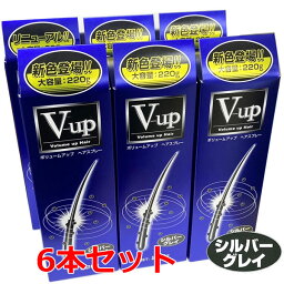 【シルバーグレイ】【6本セット】細毛・薄毛をボリュームアップ ピノーレ V−up ヘアスプレー シルバーグレイ 220g×6本（薄毛隠しスプレー）