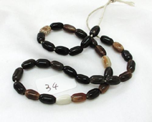 水牛アクセサリーパーツ・6×9.5mm、なつめ玉。34個（セット）の価格。プロ用。ミックスカラー（天然色..