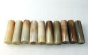水牛印材・13.5×45mm。ミックスカラー(天然色)。10個(セット)の価格。プロ用(業務用)。直径13.5mm×長さ45mm・芯持のち・本オランダ水牛角。次の二つの画像はこのような材料より作った傘の石突きの使用例です。日本製。ゆうメール便。