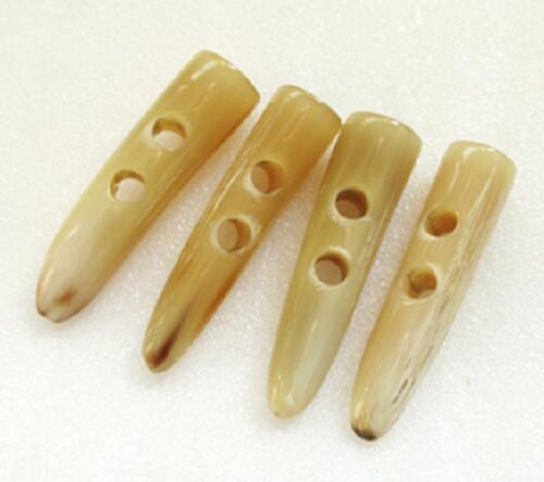 水牛ダッフルボタン・55mm。極上黄金（天然色）。4個（セット）の価格。長さ55m/m・鏡磨き・紐穴の径（..