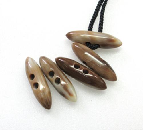 水牛ダッフルボタン・45mm、円錐型。5個（セット）の価格。特上茶（天然色）・直径12m/m・芯持ち・二つ..